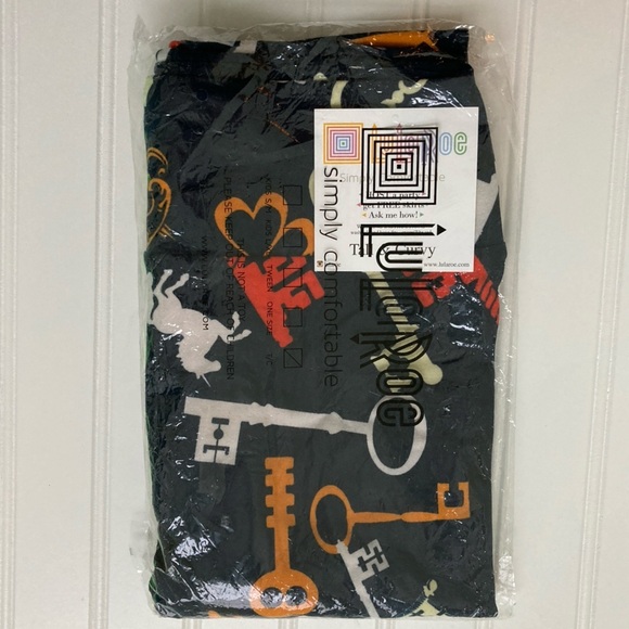 NWT LulaRoe TC Leggings black white red orange actual unicorn keys rare HTF NEW - Picture 1 of 3